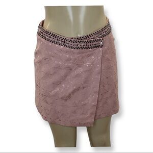 Feline Mini Skirt with Sequence & Stones Waist